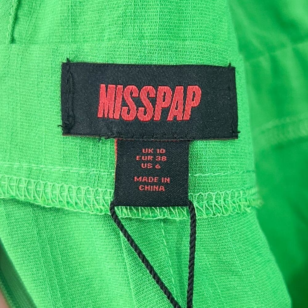 NEW MissPap Plunge Front Romper 6 Green Tie Back Playsuit Linen Look Glam - Picture 8 of 11
